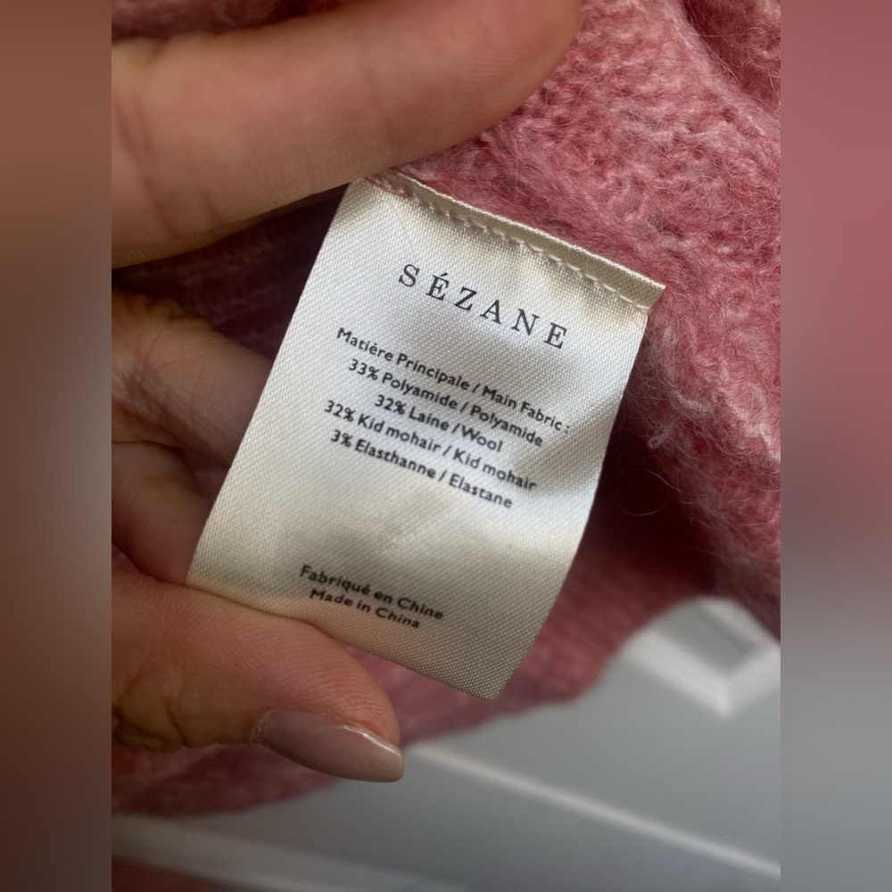 Sezane Pink Scarlett Cable Knit Jumper - light rosewood - Picture 9 of 10